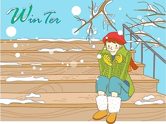 EPS 주간 나무 모자 사계절 계절 여자 장갑 겨울 일러스트 청소년 자연 털모자 한명 사람 야외 10대 계단 추위 눈 여자만 여자한명만 십대만 십대여자만 십대여자한명만 국내일러스트 자연요소 식물 모자_잡화 1 잡화 날씨 생태계 파일형식 벡터