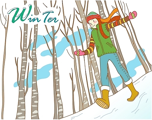 EPS 주간 나무 모자 사계절 계절 여자 장갑 겨울 일러스트 청소년 자연 털모자 한명 사람 야외 10대 눈 여자만 여자한명만 십대만 십대여자만 십대여자한명만 국내일러스트 자연요소 식물 모자_잡화 1 잡화 날씨 생태계 파일형식 벡터