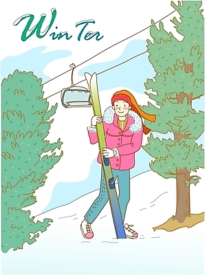 EPS 주간 나무 모자 사계절 계절 여자 스포츠 장갑 겨울 일러스트 청소년 자연 스키 스키장 털모자 한명 사람 야외 10대 레포츠 스키복 리프트 여자만 여자한명만 십대만 십대여자만 십대여자한명만 국내일러스트 자연요소 식물 모자_잡화 1 잡화 옷 레저 겨울스포츠 생태계 파일형식 벡터