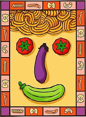 EPS 얼굴 토마토 채소 과일 일러스트 식재료 호박 가지 파스타 스파게티 사람없음 농작물 국내일러스트 농업 서양음식 신체부위 파일형식 벡터