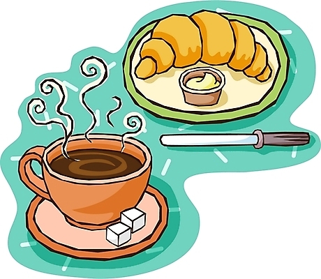 EPS 접시 커피 음료 음식 빵 일러스트 사람없음 나이프 아침식사 커피잔 설탕 각설탕 크루아상 버터 블랙커피 국내일러스트 식기 잔 식사 칼 파일형식 벡터
