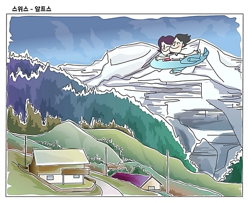 EPS 커플 여자 남자 유럽 외국문화 해외여행 여행 일러스트 휴가 산 비행기 사람 풍경 야외 두명 관광지 세계여행 스위스 알프스 세계명소 국내일러스트 해외 나라 문화 관계 항공교통 대중교통 세계 파일형식 벡터