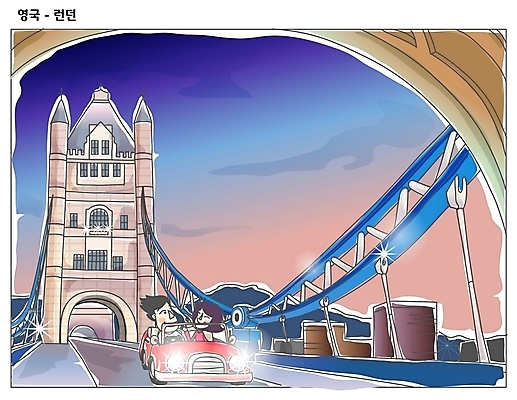 EPS 커플 여자 남자 해외여행 여행 일러스트 자동차 휴가 사람 야외 두명 관광지 드라이브 세계여행 타워브릿지 세계명소 타워교 템스강 국내일러스트 해외 육상교통 관계 영국 잉글랜드 강 세계 운전 다리_건축물 파일형식 벡터