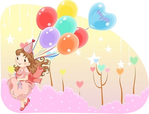 EPS 여자 행복 감정 어린이라이프 초등학생 어린이 일러스트 한명 사람 소녀 이벤트 파티 고깔모자 순수 즐거움 풍선 여자만 여자한명만 어린이만 소녀만 소녀한명만 국내일러스트 모자_잡화 1 학생 라이프스타일 컨셉 파일형식 벡터