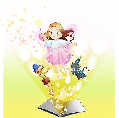 EPS 감정 어린이라이프 일러스트 상상 동화 요정 책 판타지 고양이 마술 순수 마술봉 피노키오 환상 여자만 가상인물 국내일러스트 라이프스타일 어린이 컨셉 포유류 반려동물 마술도구 파일형식 벡터