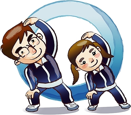 EPS 직업 학생 여자 어린이교육 교육 남자 초등학생 어린이 일러스트 교과목 수업 사람 소녀 두명 운동 교사 체육시간 생활체조 체조 체육교육 어린이만 국내일러스트 건강 체육 파일형식 벡터