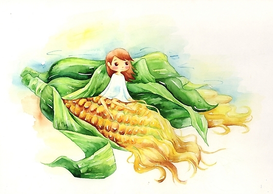 PSD 여자 초등학생 어린이 백그라운드 채소 일러스트 상상 옥수수 한명 사람 소녀 초록색 판타지 옥수수껍질 옥수수수염 여자만 여자한명만 어린이만 소녀만 소녀한명만 국내일러스트 1 학생 컬러 곡류 껍질 파일형식