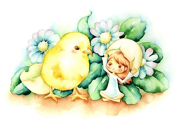 PSD 식물 동물 여자 꽃 초등학생 어린이 백그라운드 일러스트 상상 병아리 한명 사람 소녀 야외 판타지 계란 알 부화 여자만 여자한명만 어린이만 소녀만 소녀한명만 국내일러스트 1 학생 조류 파일형식