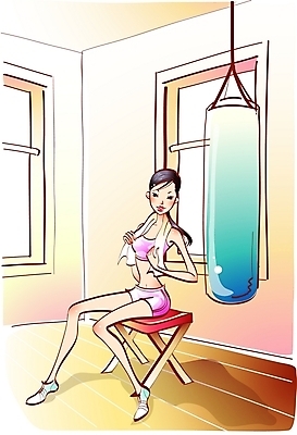 EPS 우먼라이프 라이프스타일 웰빙 여자 다이어트 의자 일러스트 실내 건강 한명 사람 20대 성인 운동복 수건 헬스 체육관 샌드백 여자만 여자한명만 성인여자만 청년만 청년여자만 성인한명만 청년여자한명만 성인여자한명만 성인만 국내일러스트 1 옷 가구 청년 내부 생활 위생용품 운동 파일형식 벡터