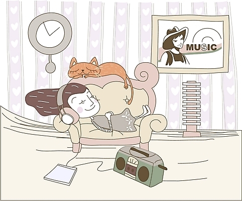 EPS 우먼라이프 라이프스타일 여자 음악 시계 액자 일러스트 상상 휴식 실내 한명 사람 20대 성인 취미 라이프 소파 헤드셋 고양이 음악감상 방 CD 오디오 여자만 여자한명만 성인여자만 청년만 청년여자만 성인한명만 청년여자한명만 성인여자한명만 성인만 국내일러스트 1 음향기기 컨셉 의자 포유류 문화예술 청년 내부 생활 전자제품 반려동물 헤드폰 감상 파일형식 벡터