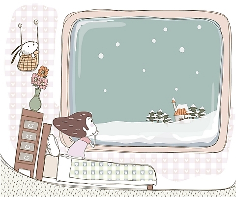 EPS 우먼라이프 계절 여자 겨울 일러스트 창문 상상 휴식 실내 한명 사람 풍경 20대 성인 취미 라이프 꽃병 침대 눈 서랍장 여자만 여자한명만 성인여자만 청년만 청년여자만 성인한명만 청년여자한명만 성인여자한명만 성인만 국내일러스트 자연요소 1 라이프스타일 꽃 가구 컨셉 날씨 청년 내부 생활 파일형식 벡터