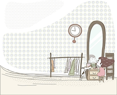 EPS 우먼라이프 라이프스타일 여자 시계 일러스트 상상 휴식 실내 한명 사람 20대 성인 취미 라이프 화장 개 강아지 옷걸이 서랍장 화장대 여자만 여자한명만 성인여자만 청년만 청년여자만 성인한명만 청년여자한명만 성인여자한명만 성인만 국내일러스트 1 가구 컨셉 포유류 청년 내부 생활 반려동물 뷰티 파일형식 벡터