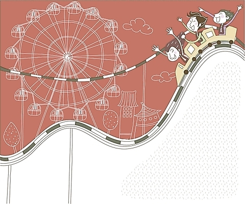 EPS 나무 여자 남자 일러스트 상상 휴식 사람 취미 건물 라이프 세명 놀이공원 놀이기구 국내일러스트 식물 건축물 컨셉 생활 테마파크 파일형식 벡터