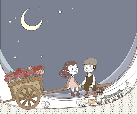 EPS 커플 여자 남자 꽃 별 데이트 일러스트 상상 휴식 사람 취미 야외 두명 건물 라이프 수레 로맨틱 달 야간 국내일러스트 자연요소 식물 건축물 컨셉 관계 생활 카트 파일형식 벡터