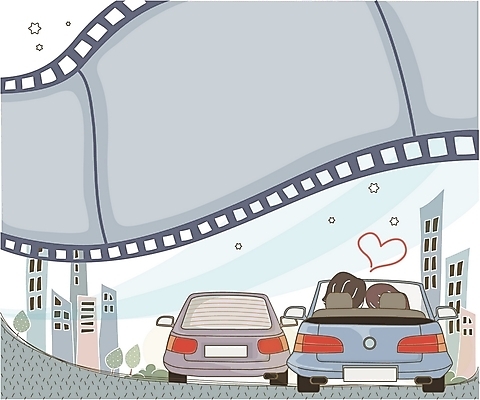 EPS 주간 커플 여자 남자 데이트 일러스트 상상 자동차 휴식 사람 야외 두명 건물 드라이브 로맨틱 필름 영화 자동차극장 국내일러스트 자연요소 건축물 육상교통 컨셉 관계 문화예술 운전 극장 파일형식 벡터