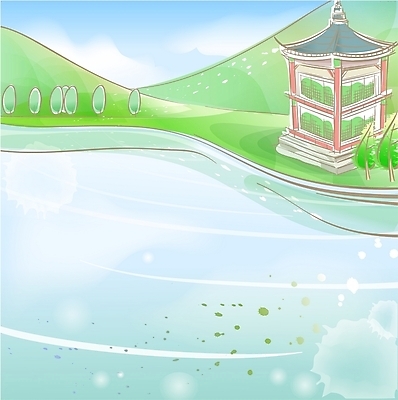 EPS 주간 나무 사계절 계절 호수 백그라운드 일러스트 자연 산 풍경 사람없음 야외 강 평화 봄 사찰 언덕 정자 화사함 산뜻 봄배경 국내일러스트 자연요소 식물 건축물 컨셉 종교건축 생태계 파일형식 벡터