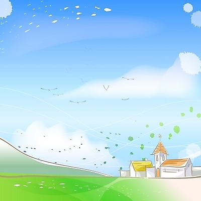 EPS 주간 구름 사계절 계절 백그라운드 일러스트 자연 조류 하늘 바람 산 주택 풍경 초원 사람없음 야외 마을 봄 시원함 언덕 화사함 기러기 산뜻 봄배경 국내일러스트 자연요소 동물 컨셉 날씨 건물 생태계 파일형식 벡터