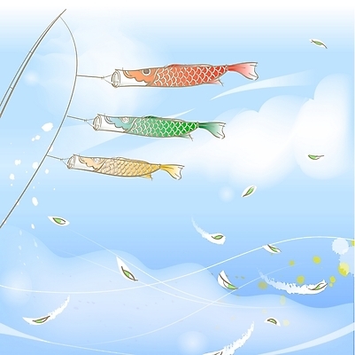 EPS 주간 구름 사계절 계절 아시아 백그라운드 일러스트 자연 하늘 나뭇잎 풍경 사람없음 야외 모형 축제 봄 잉어 단오절 단오제 잉어모양 잉어모형 봄배경 국내일러스트 자연요소 모양 나라 잎 어류 생태계 파일형식 벡터