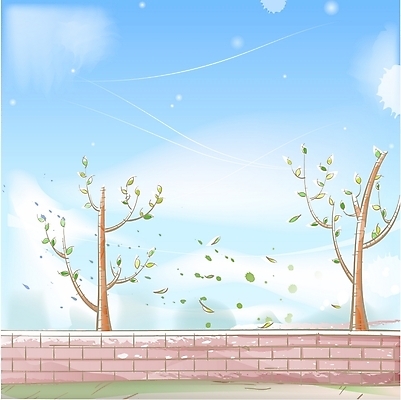 EPS 주간 나무 식물 구름 사계절 계절 백그라운드 일러스트 자연 하늘 바람 나뭇잎 돌담 풍경 사람없음 야외 초록색 담장 봄 시원함 상큼 벽돌담 봄배경 국내일러스트 자연요소 컬러 잎 날씨 벽돌 돌_바위 생태계 파일형식 벡터