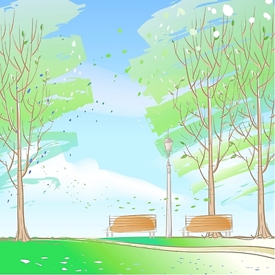 EPS 주간 나무 식물 구름 사계절 계절 공원 공공시설 길 백그라운드 가로등 벤치 일러스트 자연 하늘 바람 나뭇잎 풍경 초원 사람없음 야외 초록색 봄 시원함 오솔길 상큼 봄배경 국내일러스트 자연요소 컬러 잎 의자 날씨 시설 생태계 파일형식 벡터