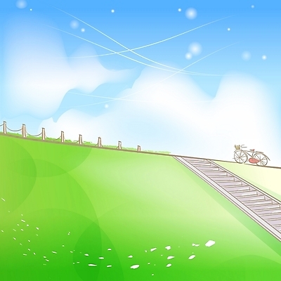 EPS 주간 구름 사계절 계절 길 로우앵글 백그라운드 일러스트 자연 하늘 바람 풍경 초원 사람없음 야외 계단 자전거 봄 산책로 언덕 상큼 봄배경 국내일러스트 자연요소 뷰포인트 날씨 바이크 생태계 파일형식 벡터