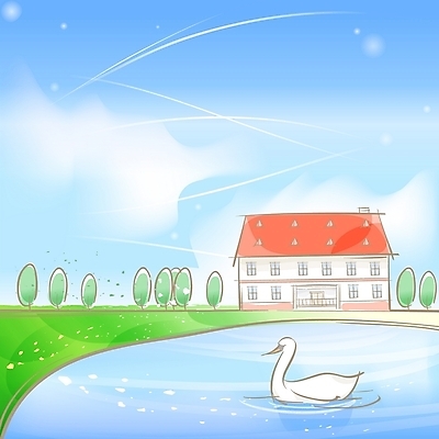 EPS 주간 나무 구름 사계절 계절 호수 백그라운드 일러스트 자연 조류 하늘 바람 주택 오리 풍경 사람없음 야외 건물 초록색 강 봄 백조 상큼 S 봄배경 국내일러스트 자연요소 식물 동물 건축물 알파벳 컬러 날씨 생태계 파일형식 벡터