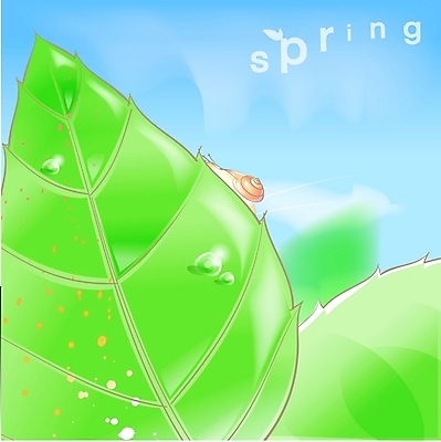 EPS 주간 사계절 계절 백그라운드 잎 일러스트 자연 나뭇잎 연체동물 풍경 사람없음 야외 초록색 봄 물방울 이슬 달팽이 상큼 봄배경 국내일러스트 자연요소 식물 컬러 무척추동물 생태계 파일형식 벡터