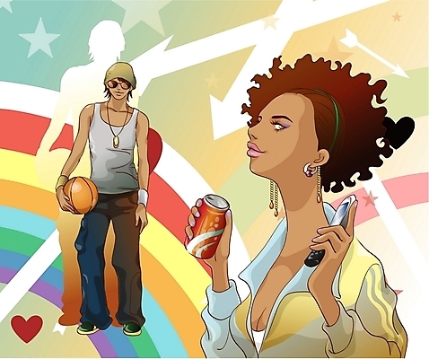 EPS 여자 패션 남자 문화 음료 일러스트 농구 농구공 힙합 사람 두명 스마트폰 청춘 캔 즐거움 국내일러스트 감정 음악 컨셉 공 핸드폰 스마트기기 구기 파일형식 벡터