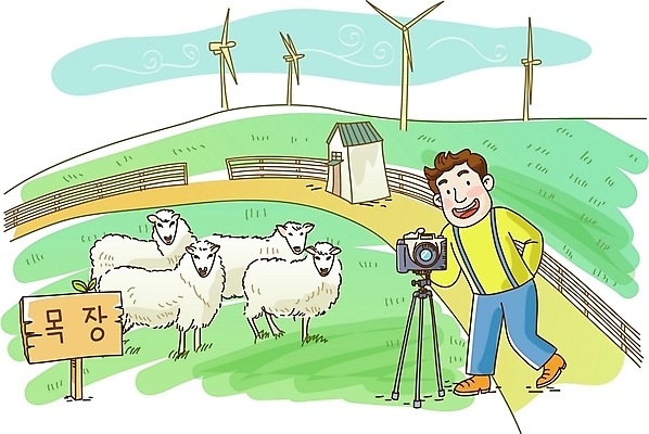 EPS 주간 공공시설 남자 여유 여행 일러스트 휴가 한명 사람 20대 성인 야외 울타리 카메라 촬영 목장 팻말 풍차 풀 풍력에너지 언덕 대관령 양목장 남자만 남자한명만 성인남자만 청년만 청년남자만 청년남자한명만 성인한명만 성인남자한명만 성인만 국내일러스트 자연요소 식물 1 감정 프레임 청년 전자제품 담장 그린에너지 시설 강원도 파일형식 벡터