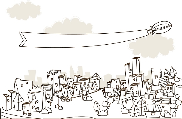 EPS 나무 배너템플릿 라인일러스트 일러스트 흑백 풍경 사람없음 야외 건물 마을 현수막 열기구 도시 알림 국내일러스트 식물 템플릿 건축물 배너 항공교통 촬영기법 파일형식 벡터