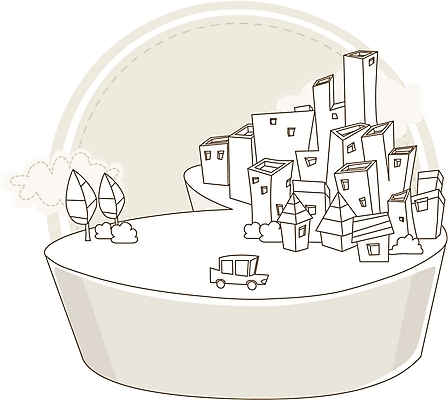 EPS 나무 라인일러스트 일러스트 자동차 흑백 풍경 사람없음 야외 마을 도시 국내일러스트 식물 육상교통 촬영기법 파일형식 벡터