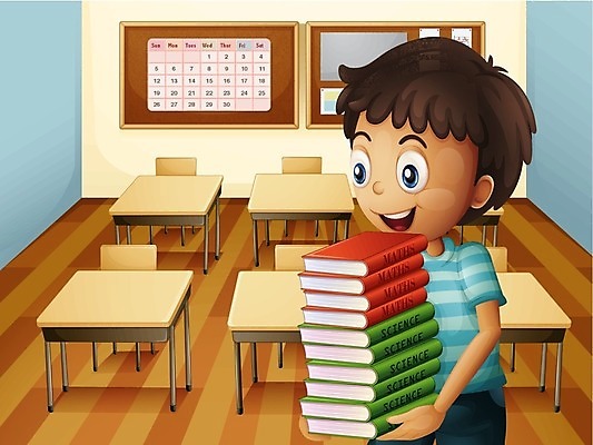 EPS 해외이미지 학생 어린이교육 남자 어린이 과학 의자 일러스트 교실 학교 탁자 사람 소년 책 쌓기 수학 해외202004 해외일러스트 교육 가구 교과목 모션 파일형식 벡터