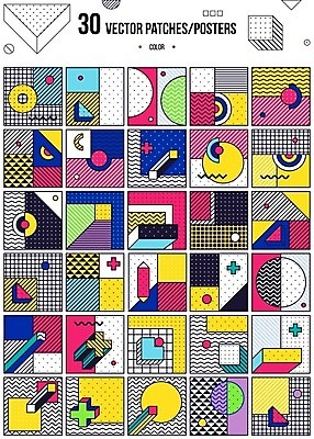 EPS 해외이미지 디자인 패턴 일러스트 추상 미술 사람없음 세트 컬러풀 팝아트 기하학 멤피스디자인 해외202004 해외일러스트 컬러 무늬 문화예술 그림 파일형식 벡터