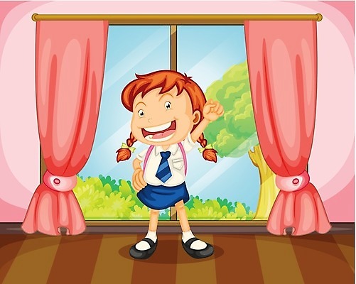 EPS 해외이미지 식물 학생 여학생 여자 어린이교육 어린이 가방 일러스트 창문 학교 넥타이 사람 치마 커튼 해외202004 해외일러스트 잡화 교육 하의 파일형식 벡터