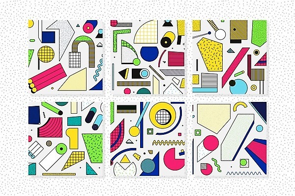 EPS 해외이미지 디자인 패턴 일러스트 추상 미술 사람없음 세트 팝아트 기하학 특별함 멤피스디자인 해외202004 해외일러스트 컨셉 무늬 문화예술 그림 파일형식 벡터