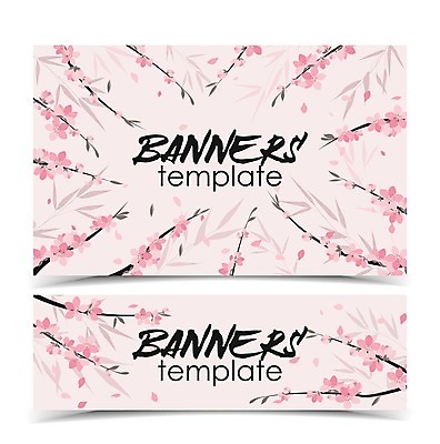 EPS 해외이미지 꽃 분홍색 일러스트 타이포그라피 사람없음 벚꽃 나뭇가지 해외202004 해외일러스트 나무 식물 문자 컬러 파일형식 벡터