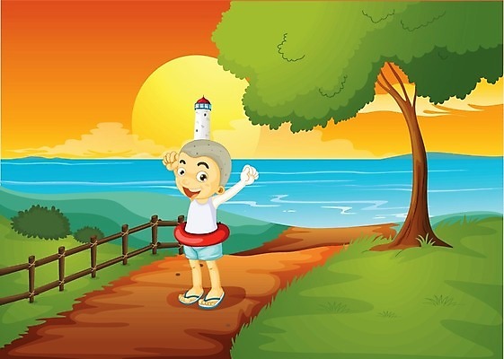 EPS 해외이미지 나무 구름 남자 어린이 바다 오렌지 일러스트 하늘 등대 서기 사람 풍경 소년 야외 목재 그래픽 초록색 파란색 울타리 강 태양 노란색 탑 맑음 뜨거움 강가 오솔길 만화 그림 부표 구명용품 해외202004 해외일러스트 자연요소 식물 건축물 길 컬러 과일 재료 모션 날씨 담장 안전장비 파일형식 벡터