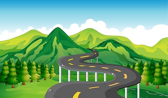 EPS 해외이미지 나무 식물 구름 도로 길 여행 잎 곡선 일러스트 자연 하늘 산 거리 선물 야외 그래픽 초록색 파란색 회색 소나무 잡초 오솔길 아스팔트 땅 그림 좁은 시멘트 원뿔 자원 내추럴 굴곡 루트 방법 철강 콘크리트 해외202004 해외일러스트 자연요소 도형 선 컬러 교통시설 생태계 파일형식 벡터