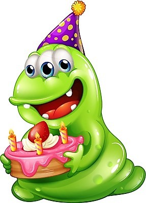 EPS 해외이미지 캐릭터 일러스트 사람없음 케이크 생일 몬스터 해외202004 해외일러스트 일러캐릭터 기념일 디저트 파일형식 벡터