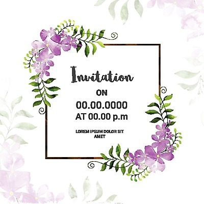 EPS 해외이미지 템플릿 배너 기념일 꽃 백그라운드 잎 꽃무늬 패턴 일러스트 수채화 프레임 이벤트 사람없음 장식 초록색 파티 보라색 축제 봄 축하 클래식 우아함 그림 초대 국경 해외202004 해외일러스트 식물 계절 컬러 컨셉 무늬 파일형식 벡터