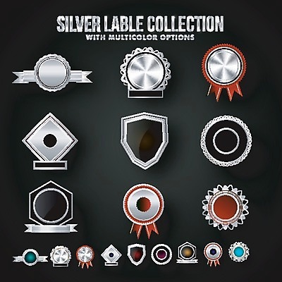 EPS 해외이미지 스포츠 일러스트 성공 추상 장식 빛 우아함 은색 수집 상패 메달 심볼 배지 휘장 해외202004 해외일러스트 컬러 컨셉 무늬 상_우승 상_상패 파일형식 벡터