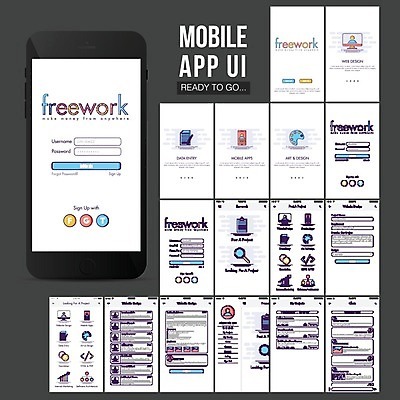 EPS 해외이미지 템플릿 직업 인터넷 일러스트 비즈니스 모바일 사람없음 스마트폰 스크린 정보 업무 메시지 이메일 플랫 어플리케이션 검색 온라인 전자상거래 UI 소프트웨어 웹디자인 인터페이스 터치스크린 프로젝트 프리랜서 목업 와이어프레임 해외202004 해외일러스트 핸드폰 스마트기기 작업 파일형식 벡터