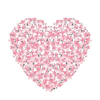 EPS 해외이미지 꽃잎 꽃 일러스트 사람없음 벚꽃 나뭇가지 하트 해외202004 해외일러스트 모양 나무 식물 파일형식 벡터