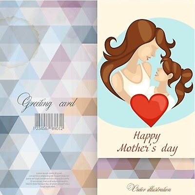 EPS 해외이미지 여자 행복 어린이 일러스트 가족 사랑 성인 두명 하트 아기 기하학 여자만 어머니의날 해외202004 해외일러스트 모양 기념일 감정 무늬 관계 사람 미국문화 파일형식 벡터