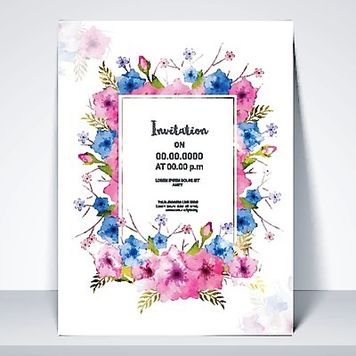 EPS 해외이미지 템플릿 배너 기념일 꽃 분홍색 백그라운드 꽃무늬 패턴 일러스트 수채화 프레임 이벤트 사람없음 장식 파란색 파티 보라색 축제 봄 축하 클래식 우아함 그림 초대 국경 해외202004 해외일러스트 식물 계절 컬러 컨셉 무늬 파일형식 벡터