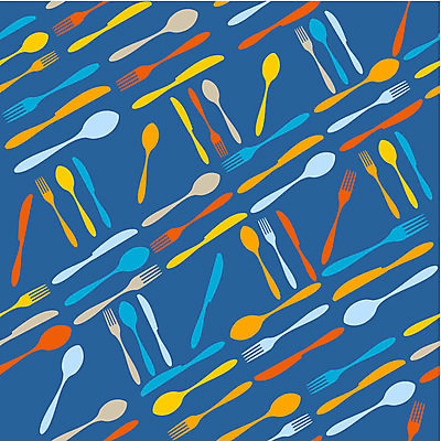 EPS 해외이미지 포크 일러스트 사람없음 파란색 숟가락 나이프 해외202004 해외일러스트 식기 컬러 수저 칼 파일형식 벡터