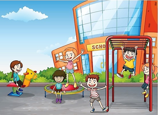 EPS 해외이미지 나무 식물 여자 어린이교육 교육 남자 어린이 일러스트 학교 자연 하늘 매달리기 사람 소년 건물 놀이터 해외202004 해외일러스트 건축물 모션 놀이 생태계 파일형식 벡터