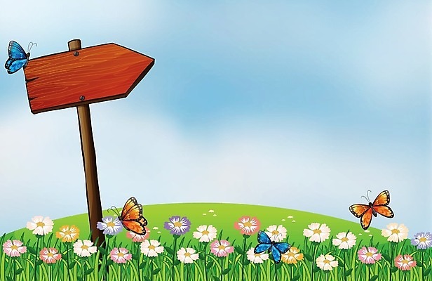 EPS 해외이미지 꽃 화살표 나비 일러스트 풍경 사람없음 정원 해외202004 해외일러스트 식물 곤충 파일형식 벡터