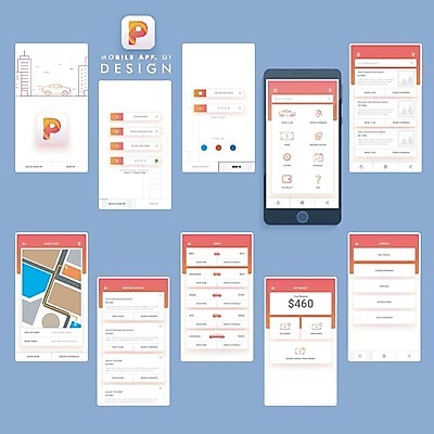EPS 해외이미지 템플릿 여행 지도 일러스트 비즈니스 자동차 모바일 사람없음 스마트폰 스크린 정보 지갑 플랫 어플리케이션 검색 온라인 네비게이션 예약 전자상거래 UI 마케팅 웹디자인 인터페이스 터치스크린 목업 와이어프레임 해외202004 해외일러스트 육상교통 핸드폰 스마트기기 파일형식 벡터