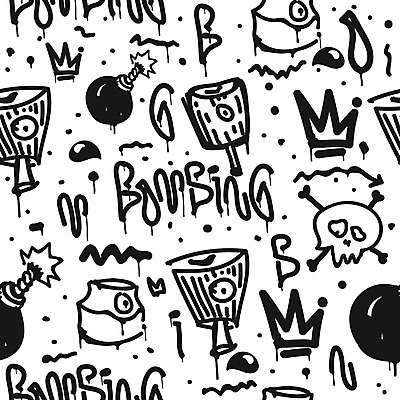 EPS 해외이미지 백그라운드 패턴 일러스트 추상 왕관 미술 사람없음 검은색 페인트 낙서 그래피티 스케치 그림 해골모형 해외202004 해외일러스트 컬러 무늬 문화예술 모형 파일형식 벡터